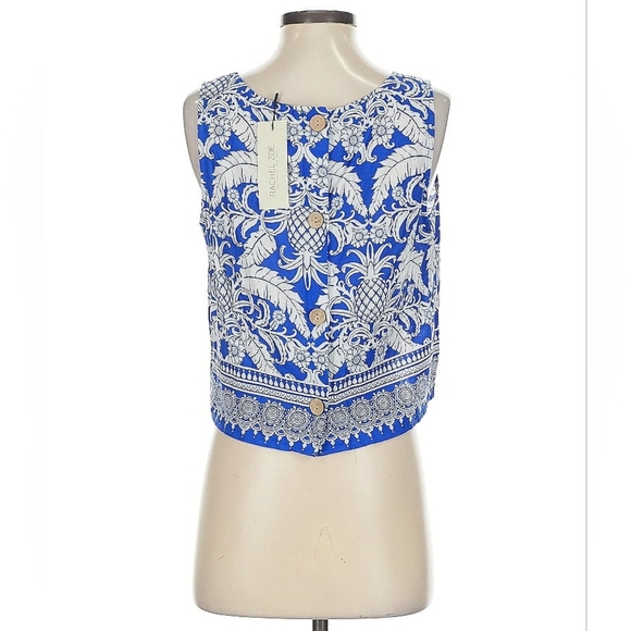 Rachel Zoe Blue Linen Blend Cropped Blouse – Size S - Picture 4 of 9